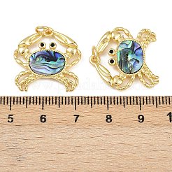 真鍮チャーム  シェルと  18KGP本金メッキ  カニ  カラフル  21.5x21x2.5mm  穴：3mm&nbsp;KK-C109-04G-02