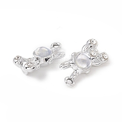 合金クリスタルラインストーンペンダント  ガラスと  星のチャームをつけたうさぎ  プラチナ  22x9x7.5mm  穴：1.8mm&nbsp;ALRI-K049-02P