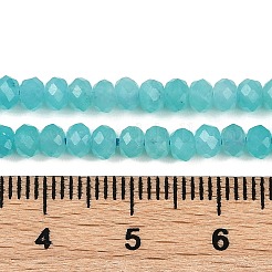 天然石アマゾナイトビーズ連売り  多面カット  ロンデル  4x3mm  穴：0.8mm  約140個/連  15.35インチ（39cm）&nbsp;G-F778-A03-02
