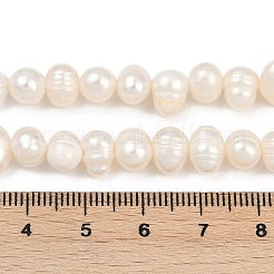 天然養殖淡水パールビーズ連売り  グレードA  ポテト  貝殻色  6~7mm  穴：0.6mm  約54~59個/連  13.46~14.49インチ（34.2~36.8cm）&nbsp;PEAR-I007-07Y-07A