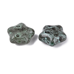 ピカソの不透明ガラスビーズ  スター  士官候補生ブルー  15~15.5x15.5~16x8~8.5mm  穴：1~1.5mm  約213個/ポンド&nbsp;SEED-N012-08J