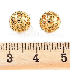 ラックメッキ真鍮製ビーズ  カドミウムフリー＆鉛フリー  銅貨入り中空弾  18KGP本金メッキ  8mm  穴：1.4mm&nbsp;KK-S377-09G