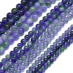 天然石マレーシアジェイドビーズ連売り  染め＆加熱  ラウンド  スレートブルー  10mm  穴：1.2mm  約38~40個/連  15.08''~15.16''（38.3~38.5センチメートル）&nbsp;G-B165-C02-10mm