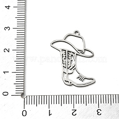 ステンレスペンダント201個  カウボーイブーツと帽子のチャーム  切り取る  ステンレス鋼色  25.5x18x1mm  穴：1.5mm&nbsp;SA-CBA0460-05P