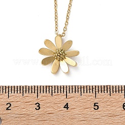 女性用304ステンレススチールフラワーペンダントネックレス  イオンプレーティング（ip）  ゴールドカラー  18.11インチ（46cm）&nbsp;NJEW-A045-16G