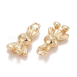 ラックメッキ真鍮チャーム  長持ちメッキ  鉛フリー＆カドミウムフリー  兎  ライトゴールド  18.5x8.5x4mm  穴：2.4x1.8mm&nbsp;KK-E267-03LG