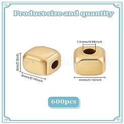 600個のccbプラスチックビーズ  キューブ  ゴールドカラー  4x4x4mm  穴：1.5mm&nbsp;CCB-LP0001-01