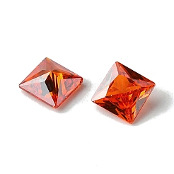 キュービックジルコニアカボション  ポイントバック  正方形  レッドオレンジ  8x8x4mm&nbsp;ZIRC-P116-01B-14