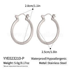 女性用304ステンレスフープピアス  変色なし  ステンレス鋼色  28x28mm&nbsp;HD7131-2