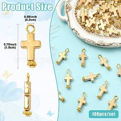 100個の合金ペンダント  鉄パーツ  クロスチャーム  ゴールドカラー  19mm  穴：2mm&nbsp;PALLOY-FS00083