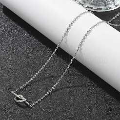 ノット 304 ステンレススチール ペンダントネックレス & ブレスレット & スタッドピアスセット 女性用  ステンレス鋼色  18.31インチ（46.5cm）  7.80インチ（19.8cm）  9x17mm&nbsp;SJEW-C004-16P