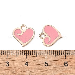 合金エナメルチャーム  ハートチャーム  ラックめっき  ゴールドカラー  ピンク  12x11.5x1mm  穴：1.6mm&nbsp;ENAM-G235-01G