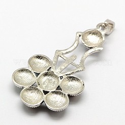 ヴィンテージチャクラジュエリー合金ベゼルのアクセサリー大きなペンダント  花  アンティークシルバー  70x35x7mm  穴：7x4mm&nbsp;G-M039-04