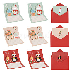 18袋3色のクリスマスペーパーお祝いカード  記念スタンプカード  封筒付き  長方形  混合図形  159x100x0.5mm  6袋/色&nbsp;DIY-TA0013-84