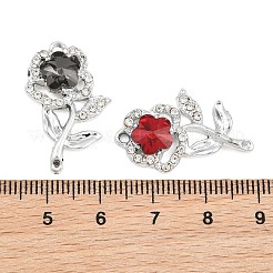 合金ペンダント  ラインストーン付き  花のチャーム  プラチナ  20.5x17x5.5mm  穴：1.5mm&nbsp;RB-CBA332B-02B