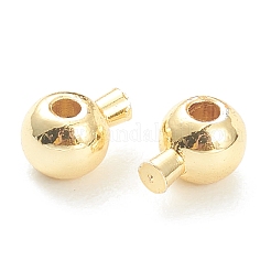 真鍮製つぶし玉カシメ玉  ニッケルフリー  長持ちメッキ  ラウンド  ゴールドカラー  4.5x3.5x3mm  穴：0.8mm&nbsp;KK-F826-04G