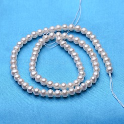 天然養殖淡水パールビーズ連売り  ラウンド  乳白色  5~5.5mm  穴：0.8mm  約77~80個/連  15.7インチ&nbsp;PEAR-E009-5-5.5mm-A-01