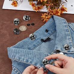 バックパックの服に合うスカル合金ラペルピンバック6個。  アンティークシルバー  25x19mm&nbsp;JEWB-PH0001-37