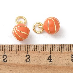真鍮製エナメルペンダント  ボール  ラックめっき  カドミウムフリー＆鉛フリー  長持ちメッキ  18KGP本金メッキ  ラウンド  丸カン付き  バスケットボール  10x6.5~7mm  穴：3.4mm&nbsp;KK-P294-38G-05