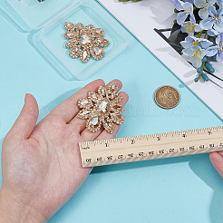 合金ガラスラインストーンカボション2個  花  lt.col.topaz  58x46.5x8mm&nbsp;FIND-CY0001-75