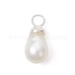 天然養殖淡水真珠ライスチャーム  真鍮のベイルと  ホワイト  銀  8.5x4mm  穴：1.6mm&nbsp;PALLOY-JF04924