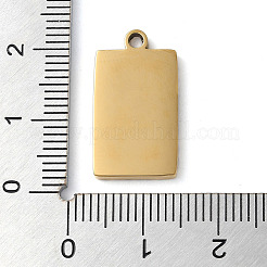 イオンプレーティング（IP）304ステンレスペンダント  長方形のチャーム  ゴールドカラー  21x11.5x1.9mm  穴：1.8mm&nbsp;STAS-D025-06G-02