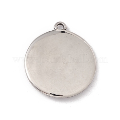 304ステンレスペンダント  コンパス付きのフラットラウンド  アンティークシルバー  23x20x3mm  穴：1.6mm&nbsp;STAS-E158-13AS