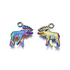 レインボーカラーアロイペンダント  カドミウムフリー＆鉛フリー  鹿  17.5x15x3mm  穴：1.6mm&nbsp;PALLOY-N156-224
