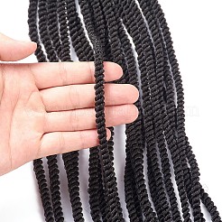 スプリングツイストかぎ針編み編み  合成編組ヘアエクステンション  高温耐熱繊維  長い＆縮毛  ブラック  18インチ（45.7cm）&nbsp;OHAR-G005-19A