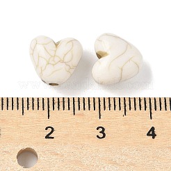 合成ハウライトビーズ  ジュエリー作りのための  フローラルホワイト  ハート  9.5x10.5x7mm  穴：1.8mm&nbsp;G-V001-001F
