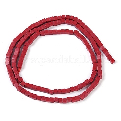 天然石瑪瑙ビーズ連売り  染め  キューブ  暗赤色  2x2x2mm  穴：1mm  約150個/連  15.08インチ（38.3cm）&nbsp;G-M422-A01-04K