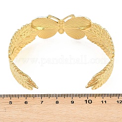 304ステンレススチール製エナメルバタフライカフバングル（女性用）  イオンプレーティング（ip）  グラデーションカラー  ゴールドカラー  内径：2.60x1.97インチ（6.6x5cm）&nbsp;BJEW-Z160-01G