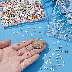 500 個 10 スタイルナチュラルシェルビーズ  染め  フラットラウンド/ディスク  ミックスカラー  4~4.5x0.5~2.5mm  穴：0.8~0.9mm  4.5g/スタイル; 約50個/スタイル&nbsp;BSHE-GA0001-04