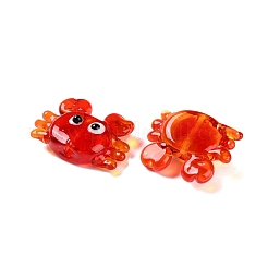 手作りランプワークビーズ  カニ  17~18.5x23~24.5x7~8.5mm  穴：2mm&nbsp;X-LAMP-L078-009A