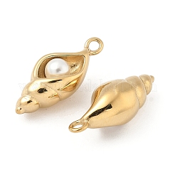 Absプラスチックペンダント  巻き貝  304ステンレススチール製金具付き  14KGP本金メッキ  22.5x9x7.5mm  穴：1.6mm&nbsp;STAS-L022-530G