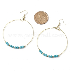 合成ターコイズダングルピアス  女性用304ステンレススチールイヤリング  79x54.5mm&nbsp;EJEW-JE05809