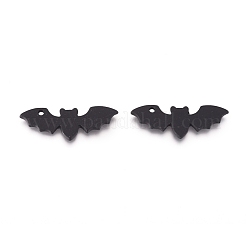 合金ペンダント  焼き付け塗料  ハロウィン用  バット  ブラック  8.5x24.5x1mm  穴：1.4mm&nbsp;X-ENAM-E568-18A
