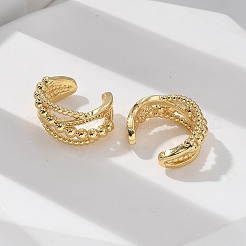 ラックメッキ真鍮十字カフイヤリング  鉛フリー＆カドミウムフリー  18KGP本金メッキ  13x15x7.5mm&nbsp;EJEW-H099-11G