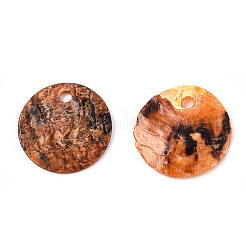 ナチュラルあこやシェルチャーム  マザーオブパールシェルディスクチャーム  染め  砂茶色  12~13x1~2mm  穴：1.2~1.5mm&nbsp;BSHE-TAC0003-04D