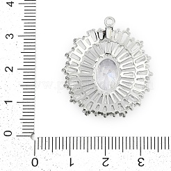 真鍮チャーム  楕円形のチャーム  ガラスと  プラチナ  30x26x7.5mm  穴：1.5mm&nbsp;KK-Q026-02P