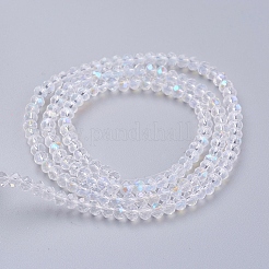 電気メッキガラスビーズ連売り  ABカラー  多面カット  ロンデル  クリアAB  2.9~3.3x2mm  穴：0.8~1mm  約105~110個/連  29~31cm&nbsp;EGLA-J047-3x2mm-AB03