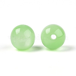 樹脂ビーズ  模造キャットアイビーズ  ラウンド  薄緑  10mm  穴：1.5mm&nbsp;X1-RESI-YW0004-29B-04