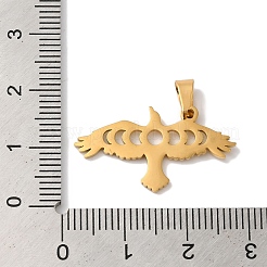 304ステンレスペンダント  レーザー切断  月の満ち欠けのチャームが付いた鷲  18KGP本金メッキ  15x26x1mm  穴：6x3mm&nbsp;STAS-U010-21P