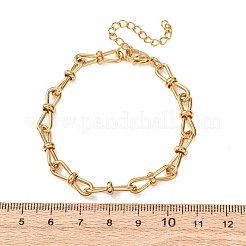 304ステンレススチール製蝶結びリンクチェーンブレスレット女性用  PVD真空メッキ  ゴールドカラー  6.89インチ（17.5cm）&nbsp;BJEW-F529-08G