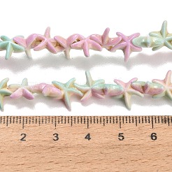 合成ターコイズビーズ連売り  ヒトデ  スプレー塗装  淡緑色  10x10x4mm  穴：1.3mm  約55個/連  13.39''（34センチメートル）&nbsp;TURQ-F020-B04