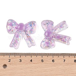 かわいい透明樹脂デコデンカボション  ラメ付きリボン  プラム  29x28.5x6mm&nbsp;RESI-S03-02D