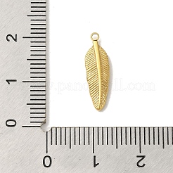イオンプレーティング（IP）304ステンレスペンダント  リーフチャーム  ゴールドカラー  17.5x5x1.5mm  穴：1mm&nbsp;STAS-S131-13G