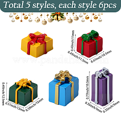 30個 5スタイル クリスマス 不透明樹脂カボション  贈り物  ミックスカラー  9~13x9~13x11~19.5mm  6個/スタイル&nbsp;CRES-SC0003-23