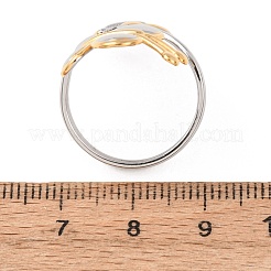 女性用304ステンレススチールオープンカフリング  黄金＆ステンレススチール  蝶  内径：18mm&nbsp;RJEW-K321-03F