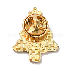 クリスマステーマのエナメルピン  バックパックの服のための黄金の合金のブローチ  クリスマスツリー  25.5x20x1.5mm&nbsp;XMAS-R001-01G